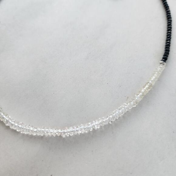 Deb Guyot Sterling Silver Herkimer Diamond Quartz Onyx Choker Necklace 18" - Picture 4 of 12